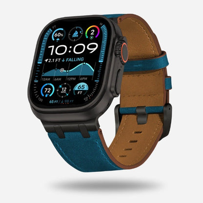 Apple Watch Blue Leather Band Black Titanium